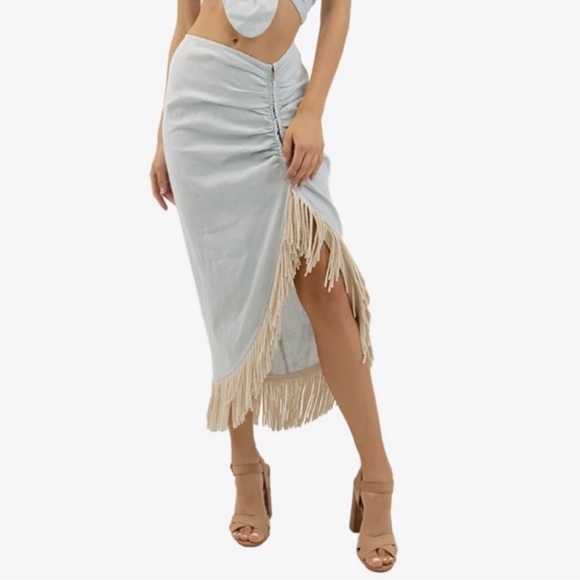 Just BEE Queen Fringe Linen Skirt Size S - Picture 9 of 14